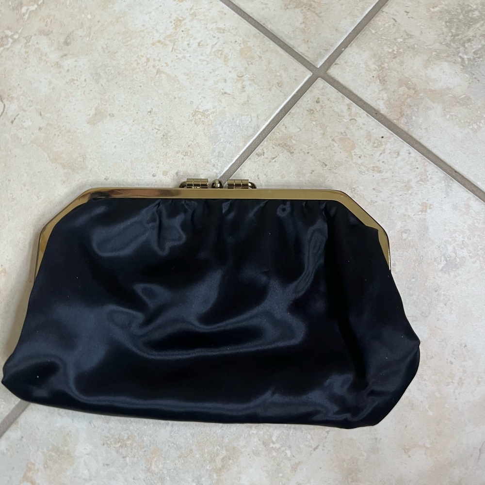 Black Clutch with Gold Clasp and Lining